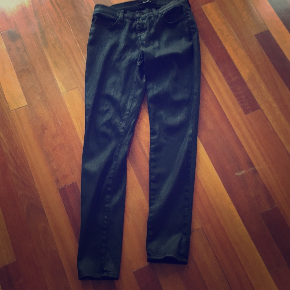 Black lacquered skinny jeans
